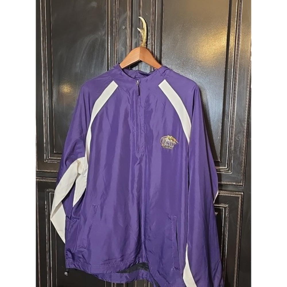 Vesi Sportswear XL  LSU Tigers Quarter Zip Windbreaker Jacket,‎ Excellent Cond